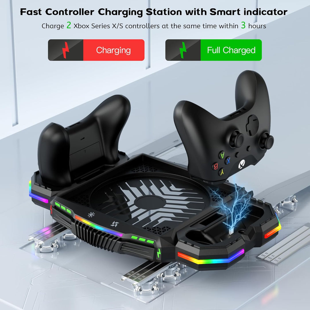 Kühlständer mit Controller-Ladestation für Xbox Series X, ZAONOOL Dual-Ladestation und Lüfter für Ko