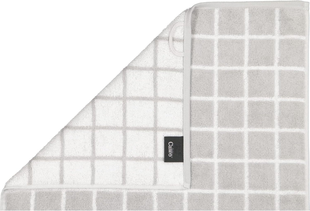 Cawö Home Handtücher Zoom Karo 123 Platin - 76 Waschhandschuh 16x22 cm, Waschhandschuh 16x22 cm