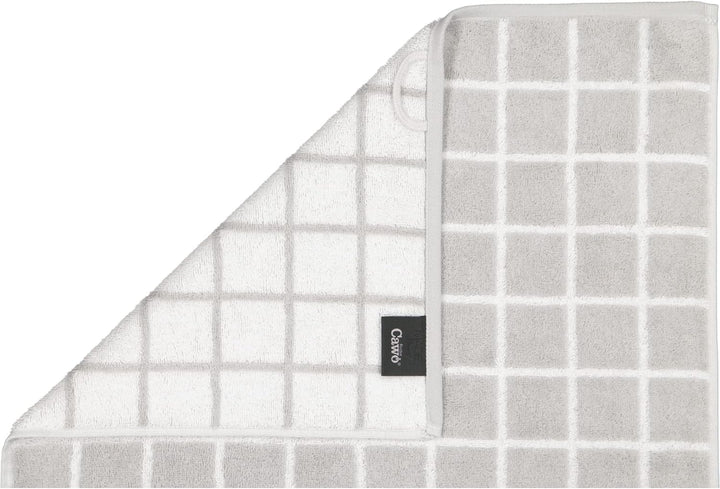 Cawö Home Handtücher Zoom Karo 123 Platin - 76 Waschhandschuh 16x22 cm, Waschhandschuh 16x22 cm