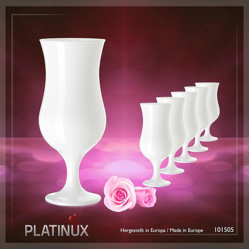 PLATINUX Weisse Cocktailgläser Set 6 Stück 400ml (max. 470ml) Longdrinkgläser Partygläser Milkshakeg