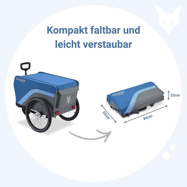 Fahrradanhänger FX-LA120 blau • 2-in-1 faltbar • 120L Lastenanhänger mit 47,8kg Zuladung • 120L Pack
