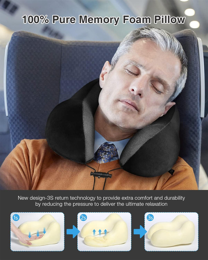 HOMIEE Reisekissen, Memory-Schaum Reisekissen für Flugzeug, bequemes Nackenkissen für Reisen, atmung