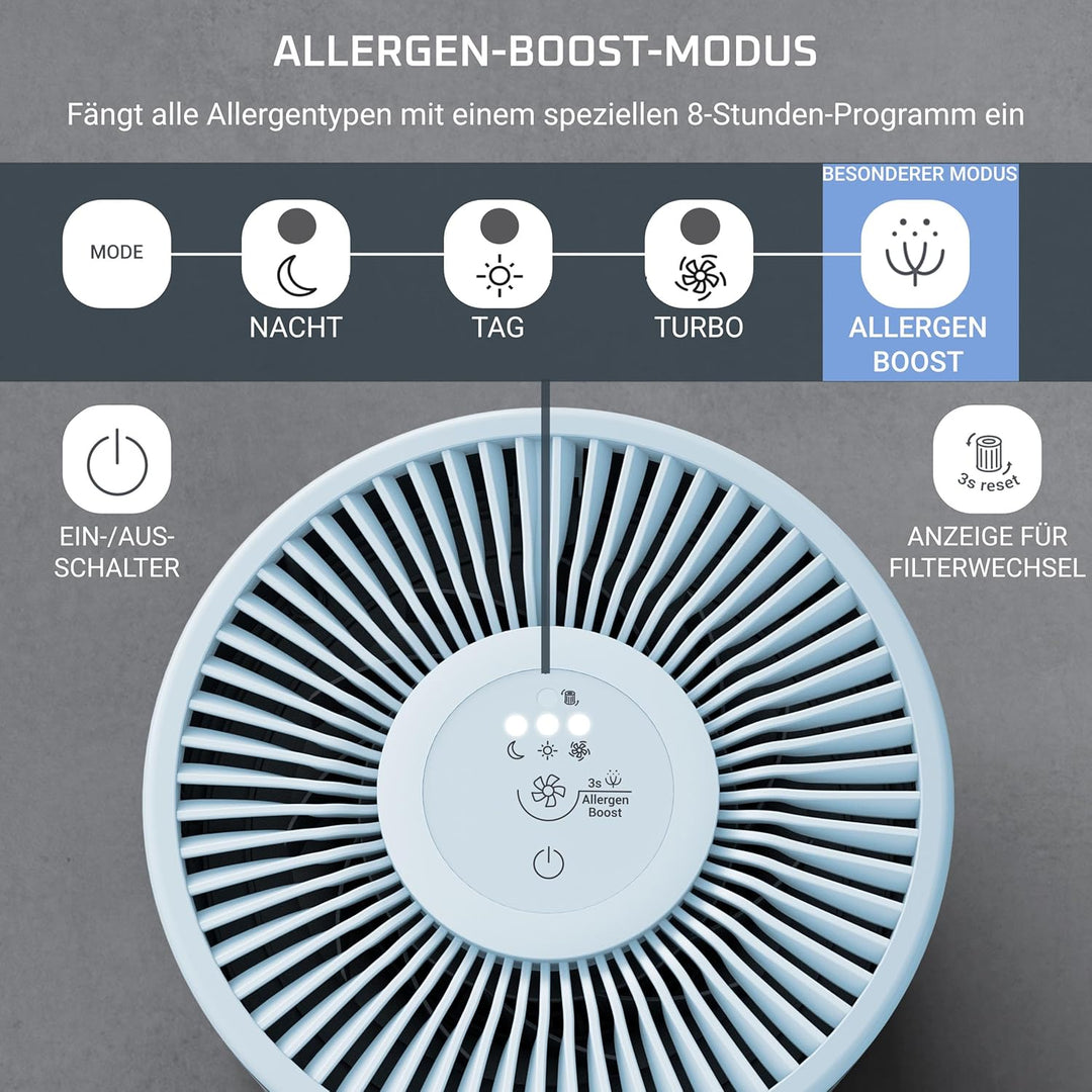 Rowenta Pure Air Mini Luftreiniger, für zu Hause, ultrakompakte Grösse, bis 22 m², extrem leiser Nac