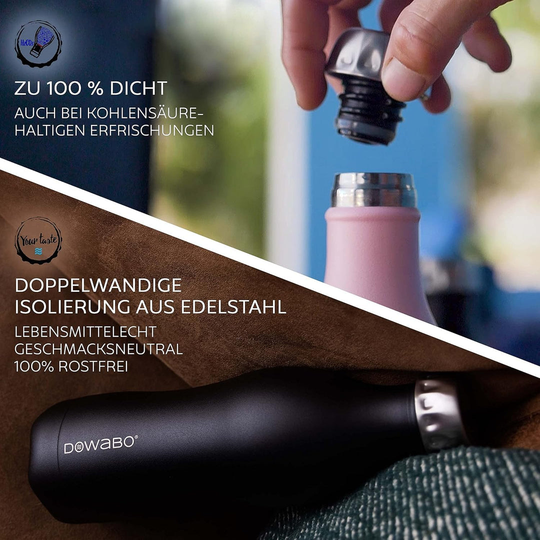 DOWABO Cocktail Collection - kohlensäuredichte Isolierflasche - 12 Std. heiss & 24 Std. kalt 500 ml