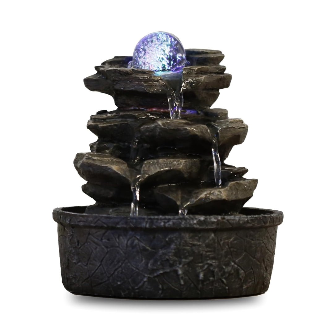 Zen'Light Little Rock Brunnen aus Polyresin, Dunkelbraun, 20 x 20 x