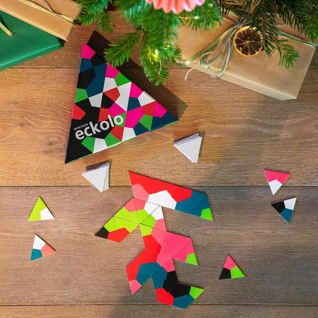 Remember Eckolo – buntes Anlegespiel mit dreieckigen Karten für Erwachsene und Kinder ab 6 Jahren, G