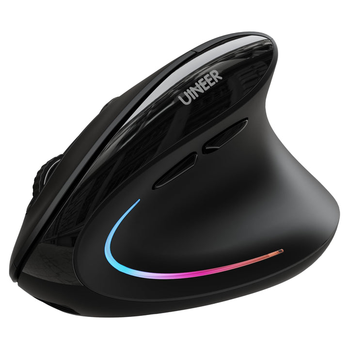 Uineer Ergonomische, kabellose vertikale Maus, dreifarbige Atemlichter, BT5.0/4.0/2.4G Bluetooth, wi