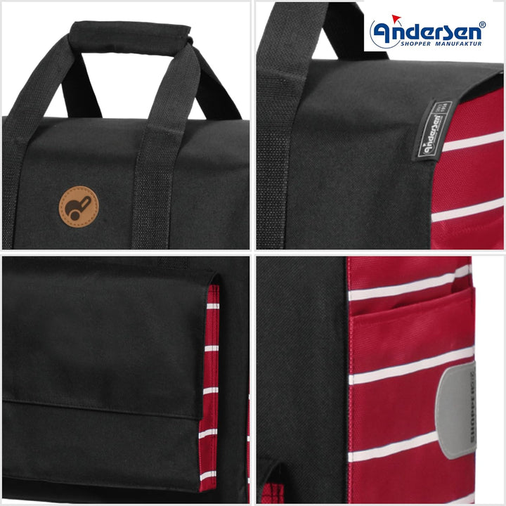 ANDERSEN Einkaufstrolley - Komfort Shopper Jella rot 51 L Einkaufsroller, hohe Qualität, stylisch, k
