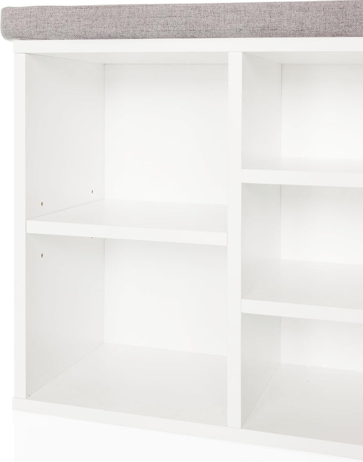 Schuhschrank mit 10 Fächern ESTHA 10 Sitzbank mit gepolsterter Sitzfläche, Schuhbank 48,5x103,5x29,5