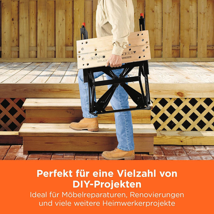 Black+Decker flexible Werkbank WM536 mit grosser Arbeitsfläche – Höhenverstellbar und einfach handzu