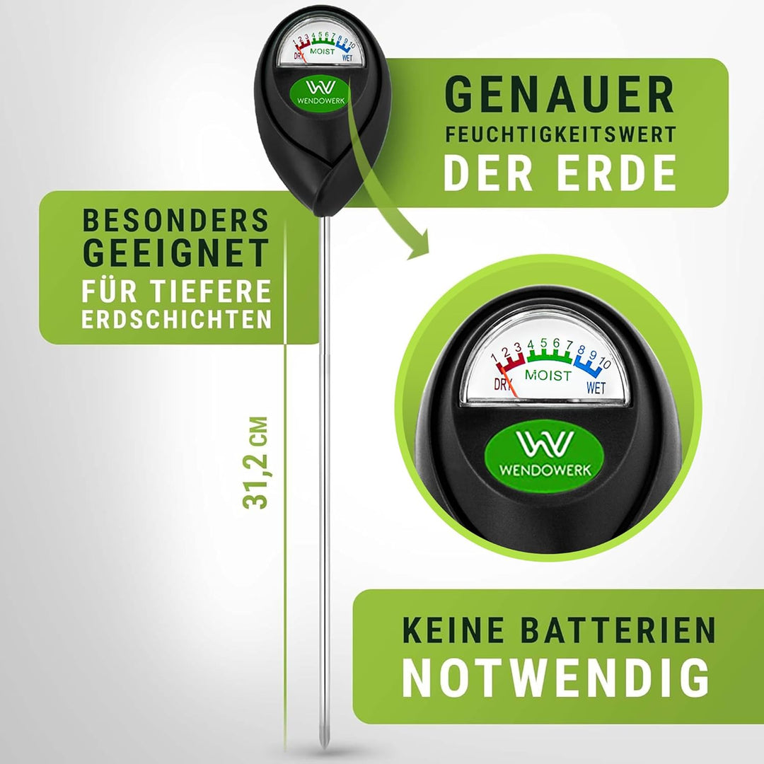 Extra Langer Boden Feuchtigkeitsmesser für Pflanzen 40CM [Schwarz] - Ohne Batterien - Verbessertes F