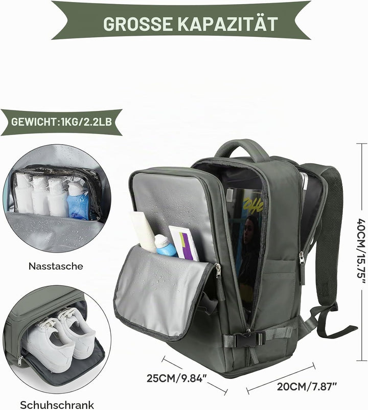 SZLX Grosser Reiserucksack Damen,Ryanair Handgepäck 40x20x25 Rucksack Easyjet Cabin Bag Rucksack Was