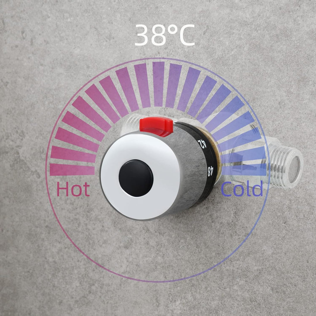CIENCIA Thermostatventil 1/2 zoll 3 Wege Ventil Thermostat Messing Duschthermostat Brausethermostat