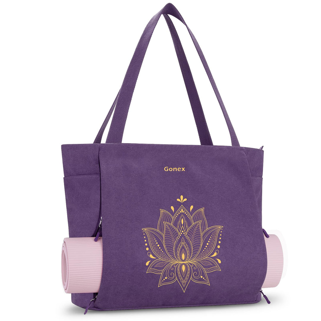 Gonex Yogatasche, Grosse Pilates Tragetasche mit Mehreren Taschen für Damen Herren, Robuste Canvas T