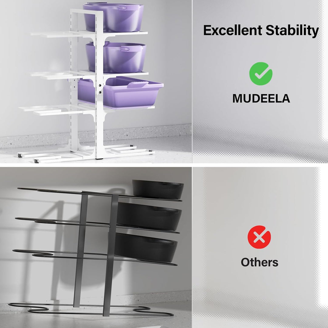 MUDEELA Topf- und Pfannen-Organizer unter dem Schrank – 53,3 cm Höhe, robuster & verstellbarer Topfd