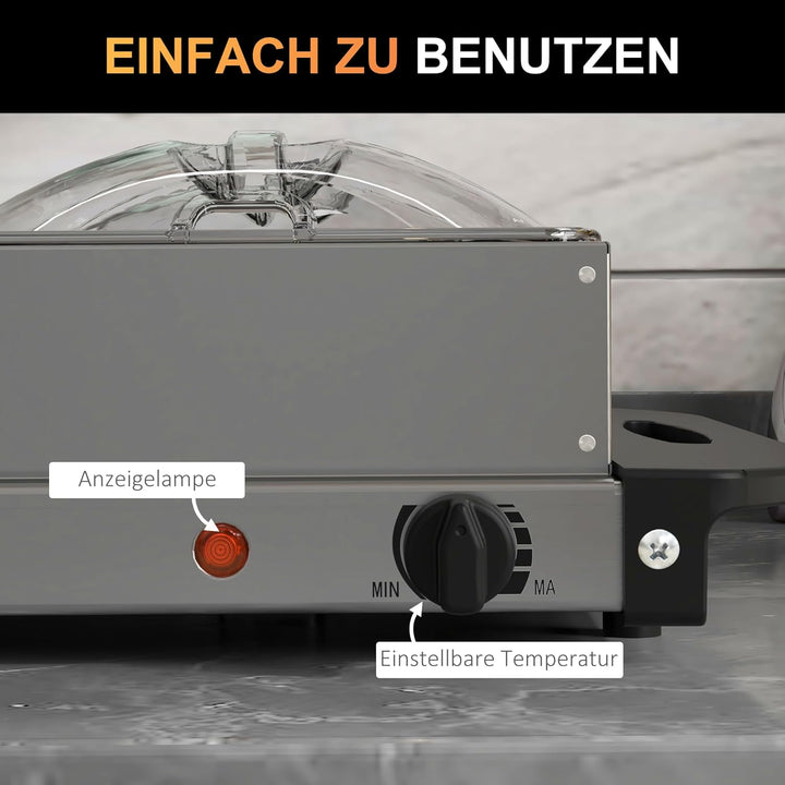 HOMCOM Buffetwärmer 6,8L Warmhalteplatte 300 Watt Edelstahl Speisewärmer mit Einstellbarer Thermosta