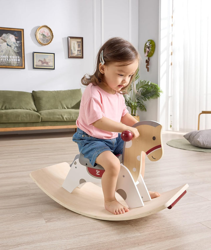 Hape 2-in-1 Schaukelpferd, Schaukelpferd und Balanceboard, Rutsch- und Schwungspielzeug, ergonomisch