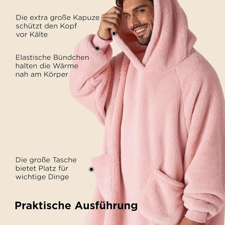 BEDSURE Hoodie Decke mit Ärmeln - Kuschelpullover als Geschenke für Frauen - Übergrosser Tragbare De