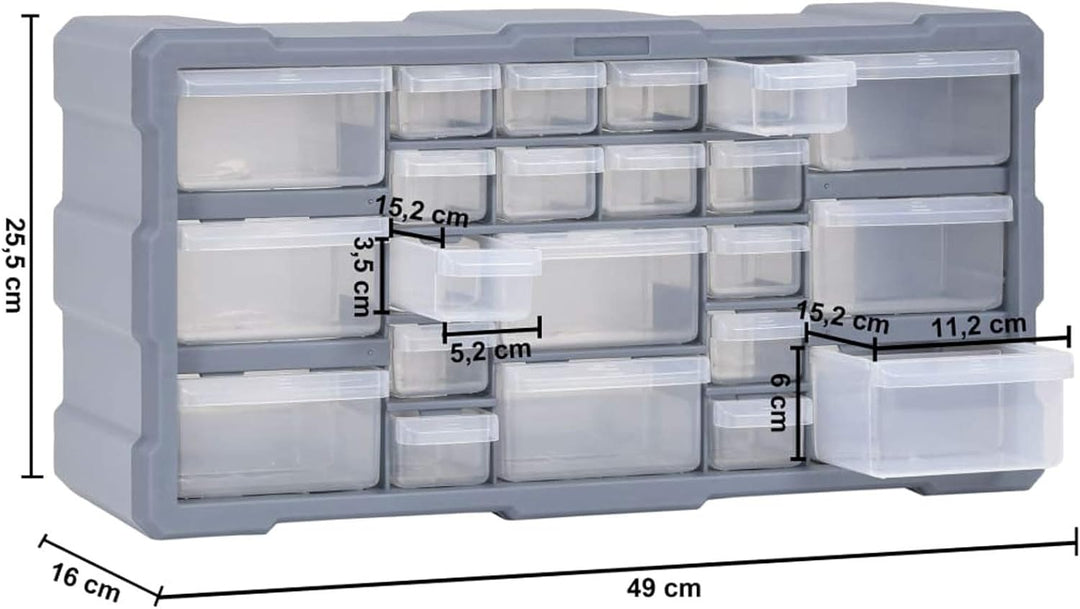 Tidyard Multi Schubladen Organizer mit 22 Schubladen Sortimentskasten Kleinteilemagazin Aufbewahrung