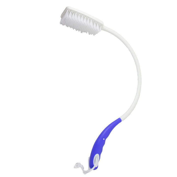 Mobiclinic Rückenbürste, gebogener Griff, Weiss-Blau