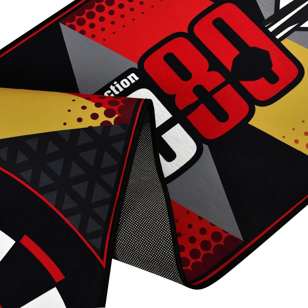 ONE80 Dart Poly Dart Mat Dartteppich incl. Oche Tape rutschfeste gummierte Unterseite 310x70 cm Dart