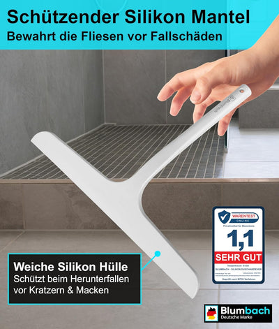 Abzieher Dusche mit Halterung, BLUMBACH® Duschabzieher weiss 28 cm breit Dusch Abzieher Wischer Sili