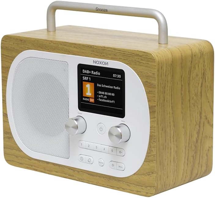 Noxon Eiger - Eiche - DAB+ und UKW-Radio, Bluetooth, Kopfhöreranschluss, Akkubetrieb möglich, Eiche