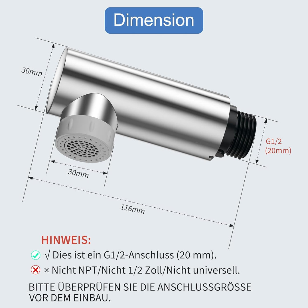 Badezimmer Wasserhahn Brausekopf Ersatzteil, Nur für G1/2 Anschluss Ersatz, Doppelfunktions-Auszieh-