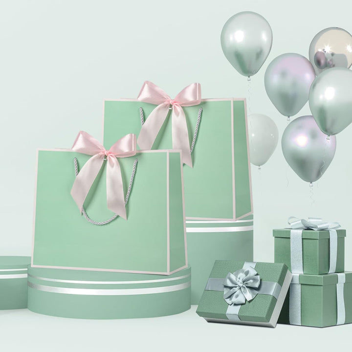 Geschenktüte mit Schleife,Geschenktüte Weiss,Geschenktaschen für Geburtstag, Hochzeit, Festivalfeier