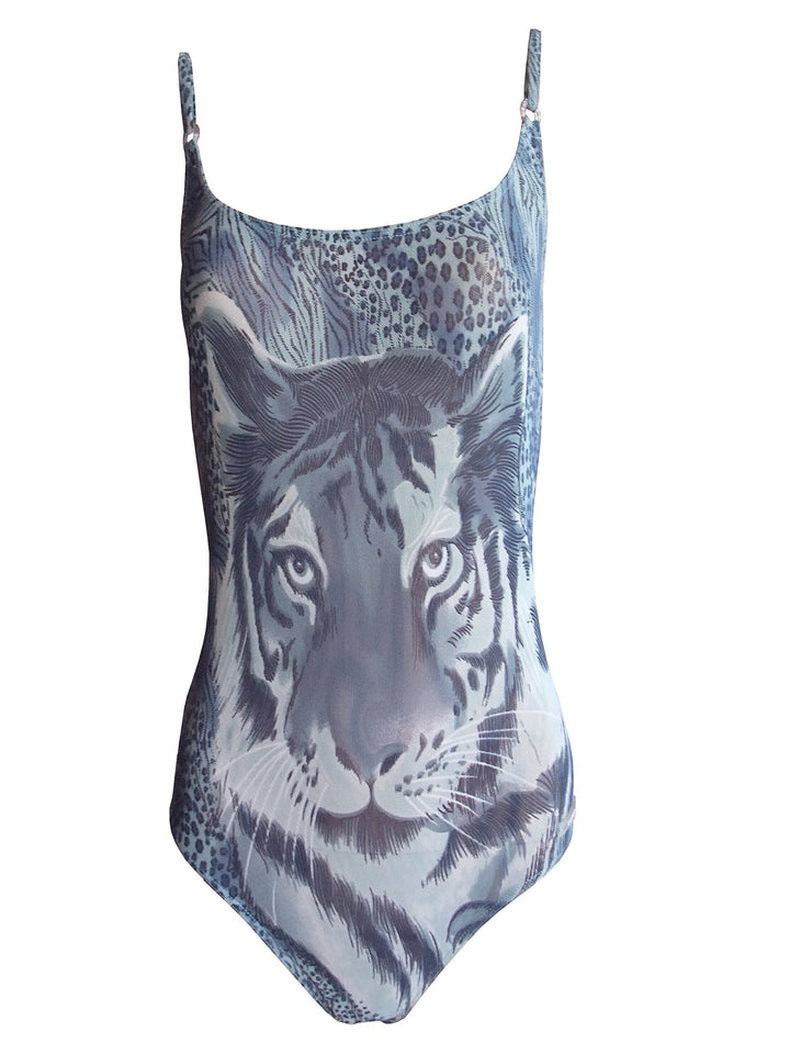 solar. Tan Thru Badeanzug Tiger in Grau, Gr. 38 B-Cup