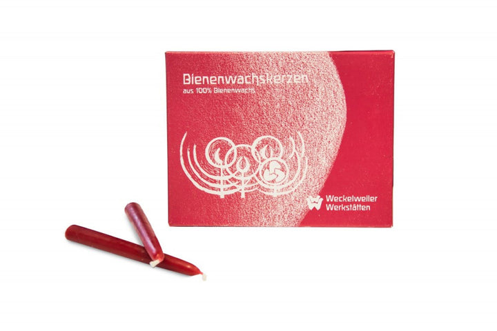 Geburtstagskerzen, Baumkerzen aus Bienenwachs rot, 24 Stück