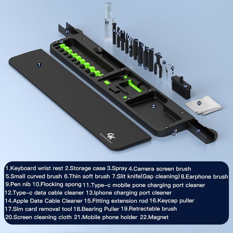 GK GAMAKAY 36 cm Tastatur-Handgelenkauflage mit Reinigungswerkzeug-Set, Handballenauflage aus ABS un