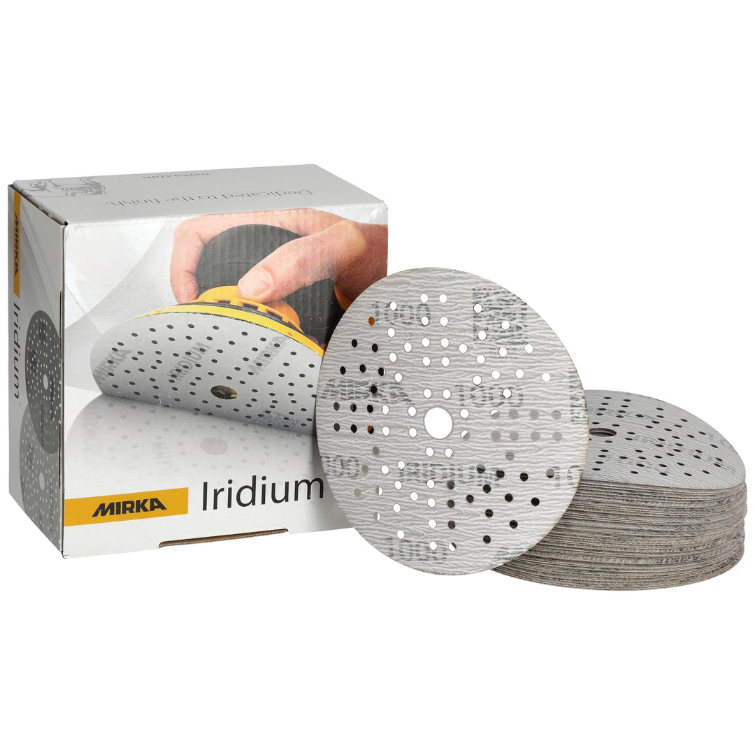 Mirka Iridium Premium-Schleifpapier Ø 125mm Klett 89-Loch, Korn 1000, 100 Stk/Zum Schleifen von Lack