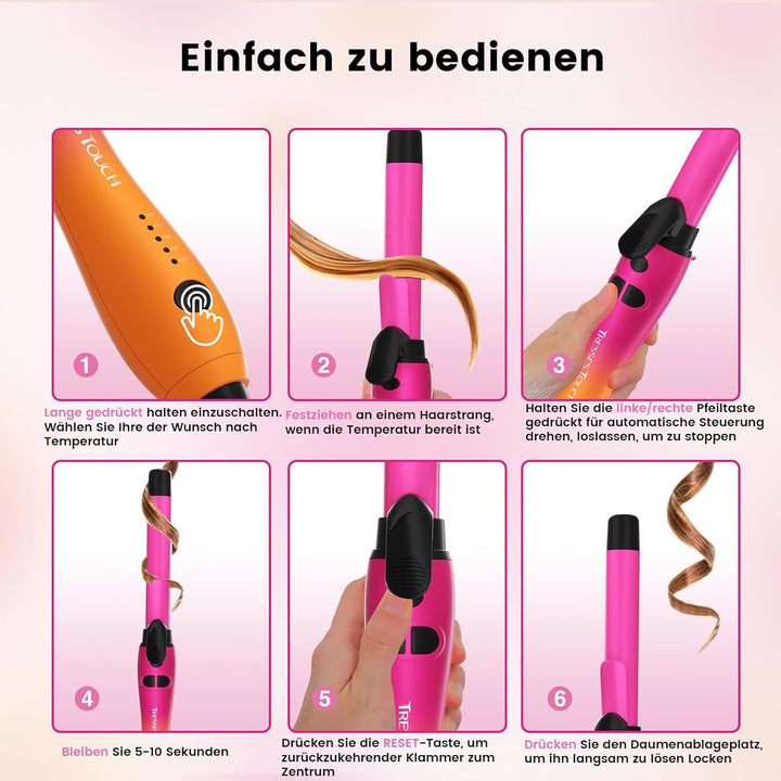 Lockenstab Automatisch Hair Curler with Klemme, Rotierend Curling Iron 1 Inch mit Tourmalin Keramik,