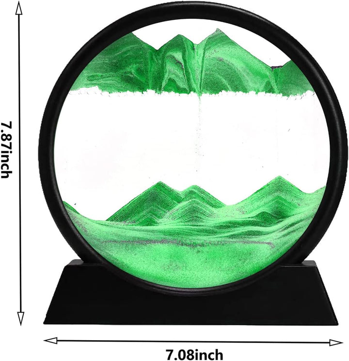 Dynamische 3D-Sandkunst, flüssige Bewegung, bewegliche Sandkunst, Bild, rundes Glas, 3D-Tiefsee-Sand