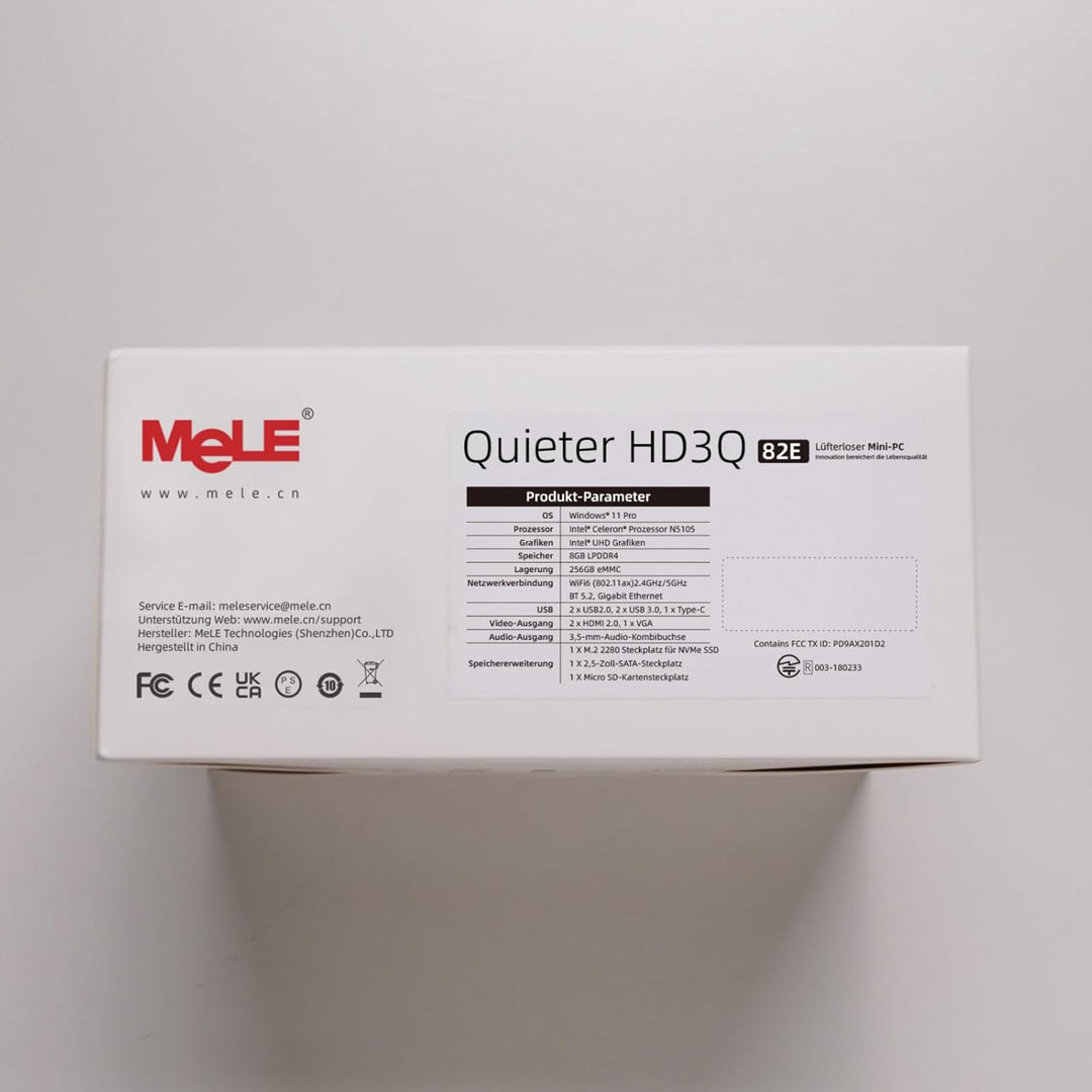 MeLE Mini PC, QuieterHD3 Celeron N5105 8GB 256GB Windows 11 Pro Mikrocomputer, Lüfterloser Kleiner D