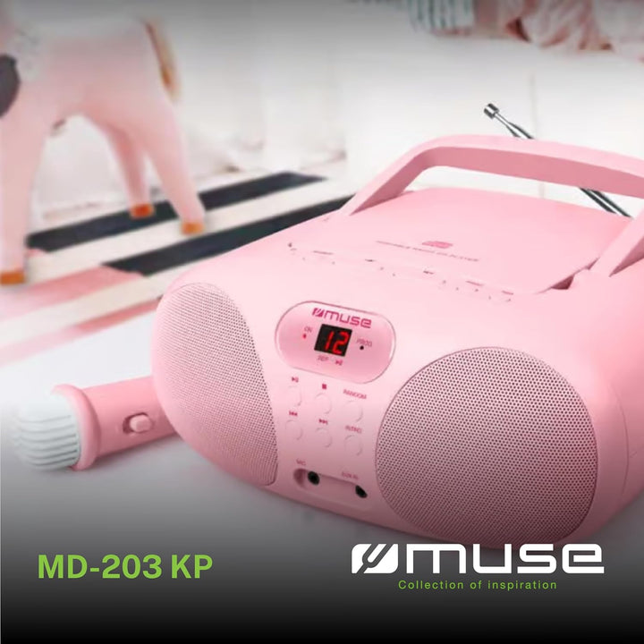 MUSE Radio und CD-Player MD-203 KP | für Mädchen | Pink | mit Mikrofon und AUX-Anschluss (3,5mm) ros