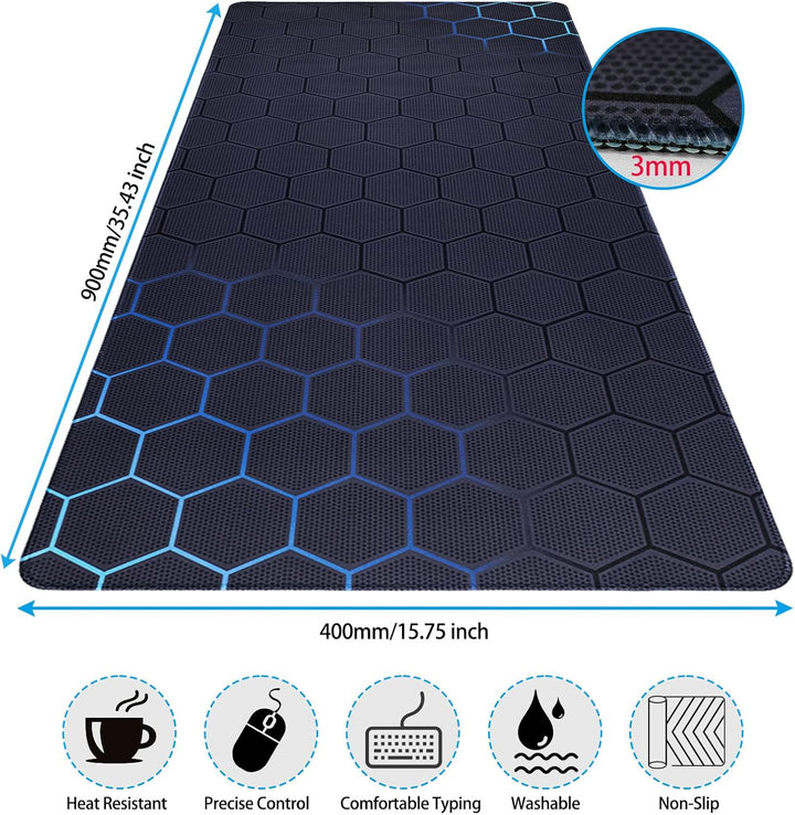 Niviy Gaming Mousepad 900x400mm Mauspad mit geometrischem wabenmuster,Wasserdicht Oberfläche Verbess