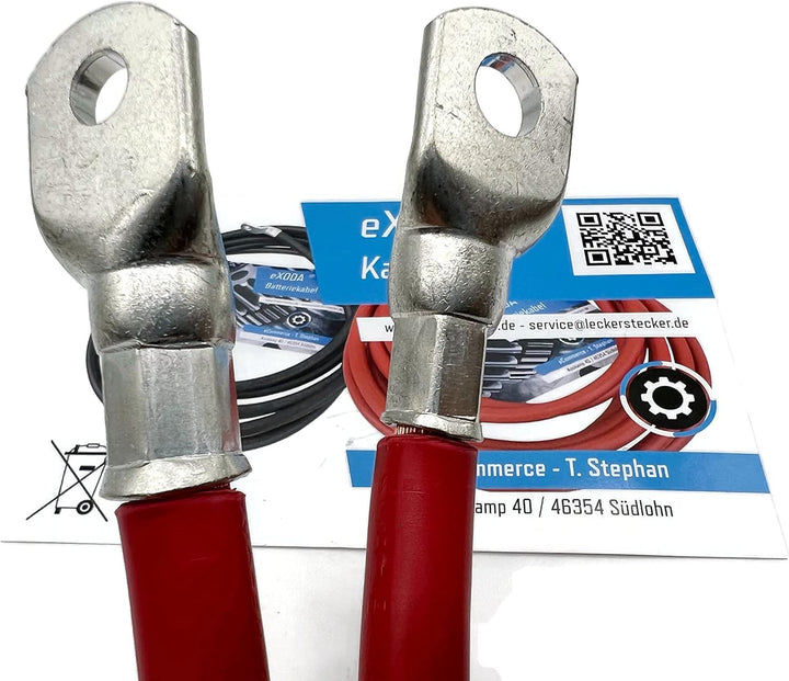 Exoda Batteriekabel 70 mm² 1,8m Kabelschuhe M8 und M10 Rot flexibles Kabel für Auto Boot Motorrad ma