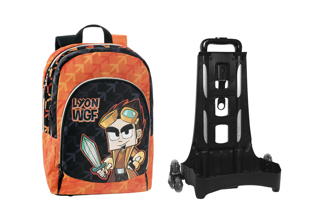 LYON GAMER Neuer Abnehmbarer Trolley organisierter Rucksack, schwarz orange, schwarz orange, lässig,