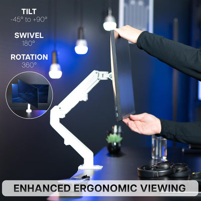 VIVO STAND-V101OW Gelenkförmiger pneumatischer Federarm für 1 Monitor mit max. VESA 100 x 100, Weiss