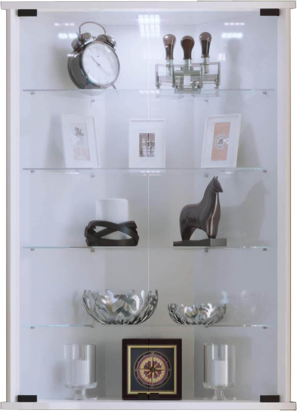 VCM Hängevitrine Wandvitrine Eckvitrine Glastür Vecko Weiss