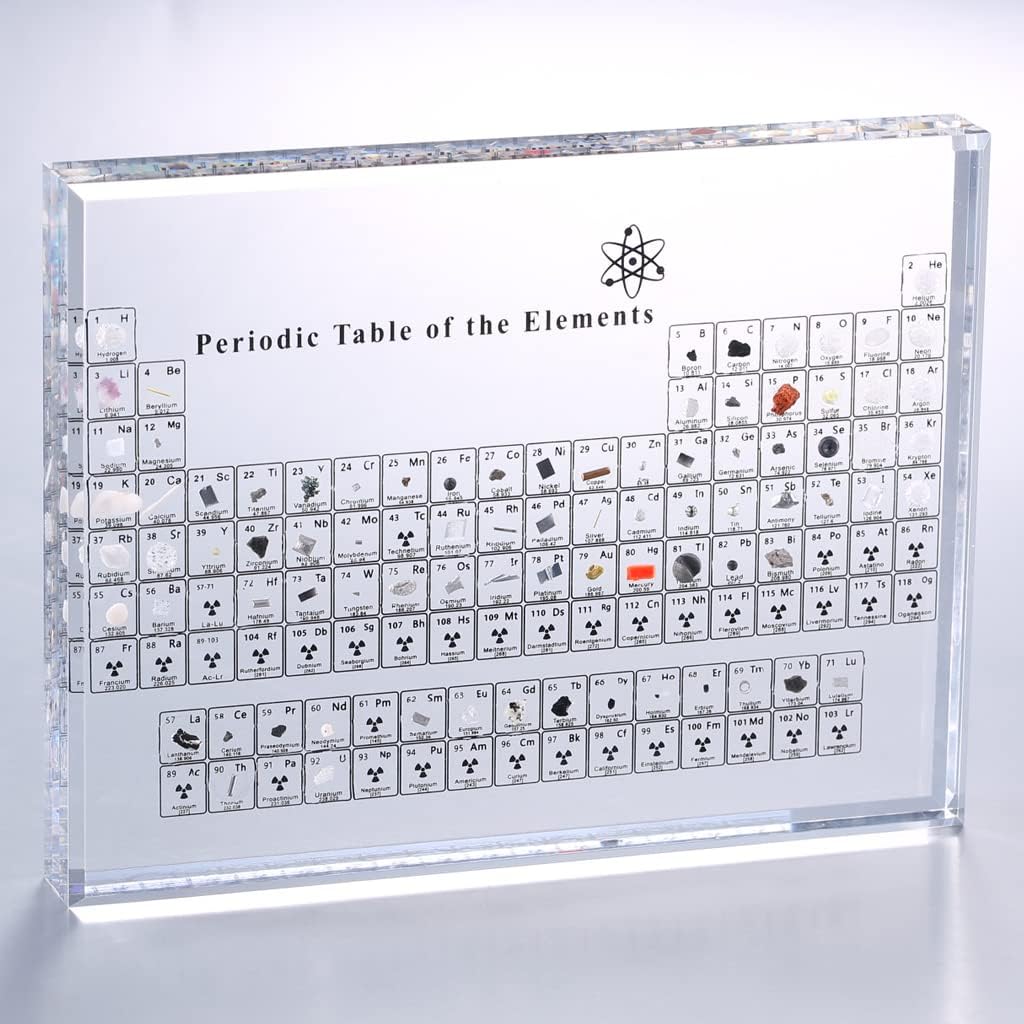 DARYTS Periodensystem aus Acryl mit Echten Elementen,Periodic Table of 83 Elementen,Periodensystem m