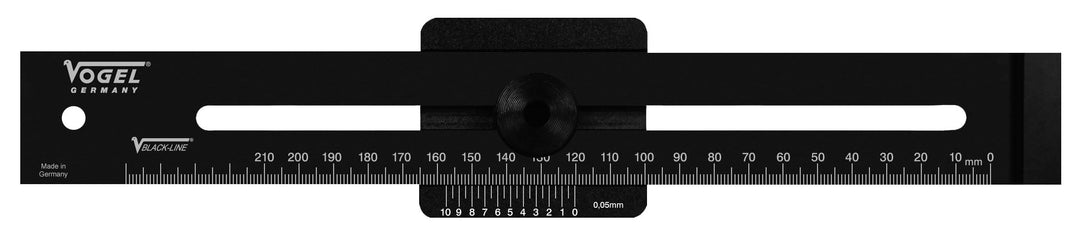 Vogel Germany Streichmass, Anschlaglineal, Dur-Aluminium, "BLACK-LINE" (Messbereich 200 mm, Ablesung