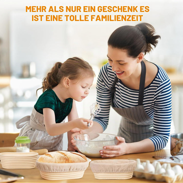 Gärkörbchen Oval aus 6 Stück, Mini Brot Backen mit Gärkörbchen Set, 6 Zoll Kleine Banneton Körbe, Zu