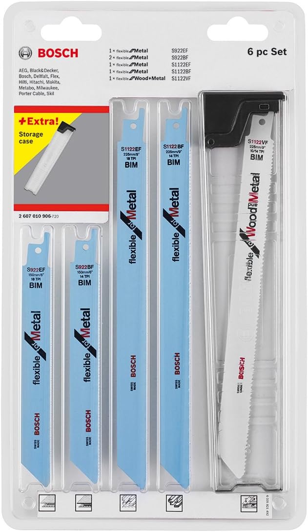 Bosch Accessories Professional 6tlg. Stichsägeblatt-Set Wood and Metal zum Sägen in Holz und Metall