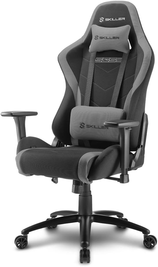 Sharkoon Skiller SGS2 Hochwertiger Gaming Stuhl mit Stoffbezug, Robuste Stahlrahmenkonstruktion, Fle