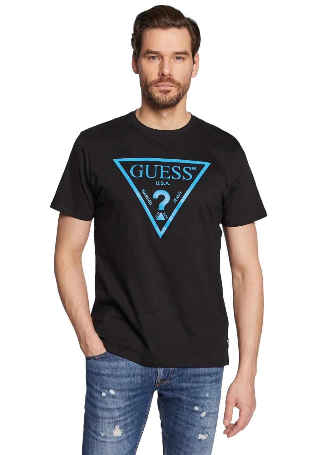 GUESS Herren Shirt M Jet Black, M Jet Black