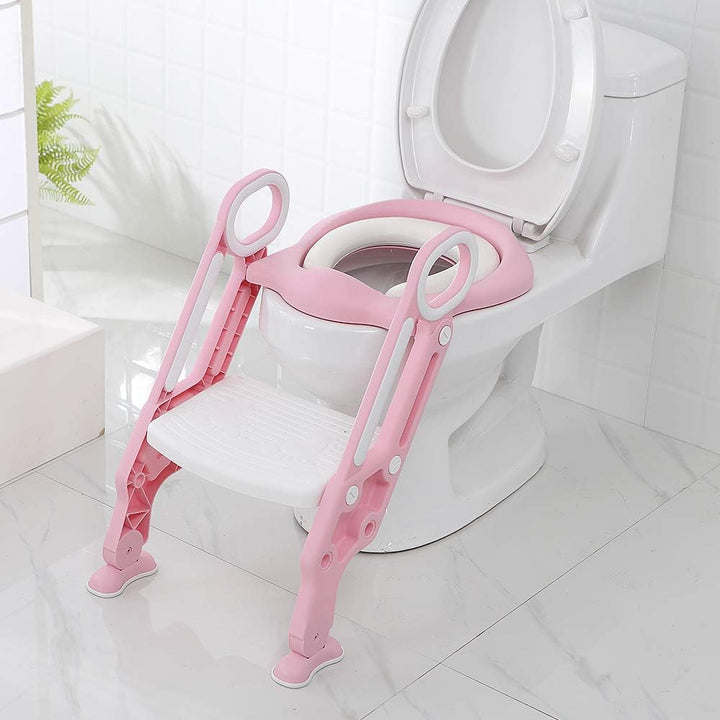 Toilettensitz Kinder mit Treppe, Kinder Toilettensitz Toilettentrainer, Weicher WC Sitz, Faltbar Kin