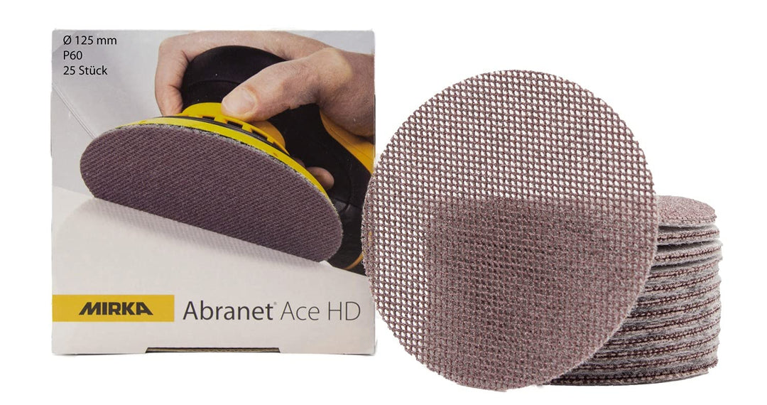 Mirka Abranet Ace HD Netz Schleifscheiben Ø 125mm Klett / Korn P60 / 25 Stk / AH23202560 / Für 125mm